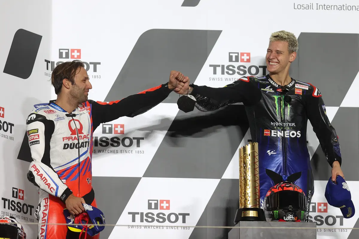 Fabio Quartararo (kanan) dan Johann Zarco