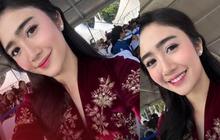 Pesona Febby Rastanty di Hari Bhayangkara ke-79, Tampil Anggun Kenakan Kebaya Velvet Burgundy