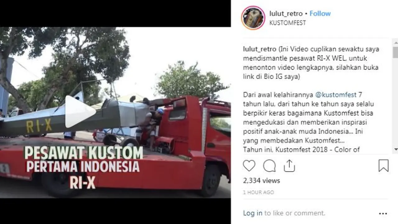 Pesawat TNI AU Bermesin Harley-Davidson (Foto: Instagram @lulut_retro)