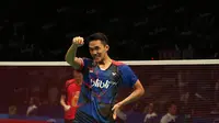 Jonatan Christie saat berlaga pada turnamen Indonesia Open 2016 di Istora Senayan, Jakarta, Kamis (2/6/2016). (Bola.com/Nicklas Hanoatubun)