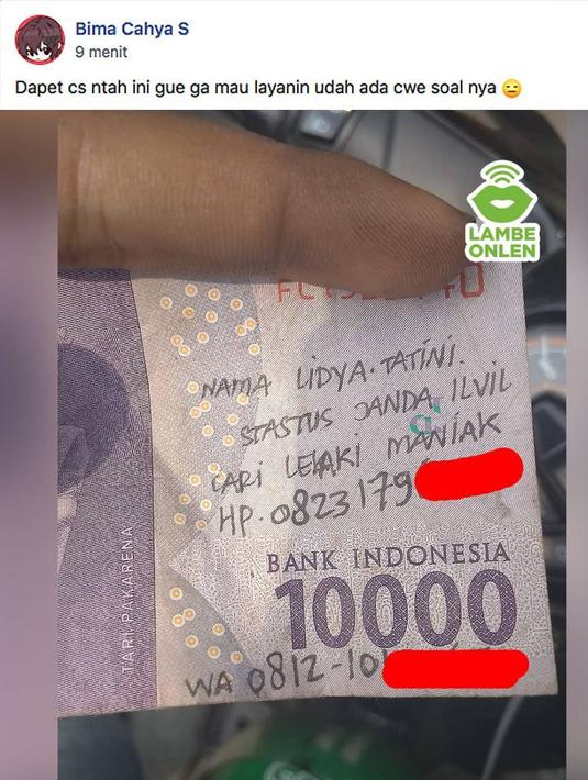 Cari jodoh via duit (Source : instagram.com/lambeonlen)