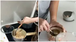 Tak hanya menemani Mila menyuapi Kyarra, Yakup Hasibuan juga menemani Jessica Mila masak makanan MPASI pertama Kyarra. Bahkan terlihat Yakup Hasibuan menyaring dan menghaluskan makanan Kyarra agar mudah dimakan. Kyarra sudah berusia 6 bulan, netizen dan sederet rekan selebriti tak menyangka jika cucu Otto Hasibuah ini sudah semakin tumbuh besar. (Liputan6.com/IG/jscmila)