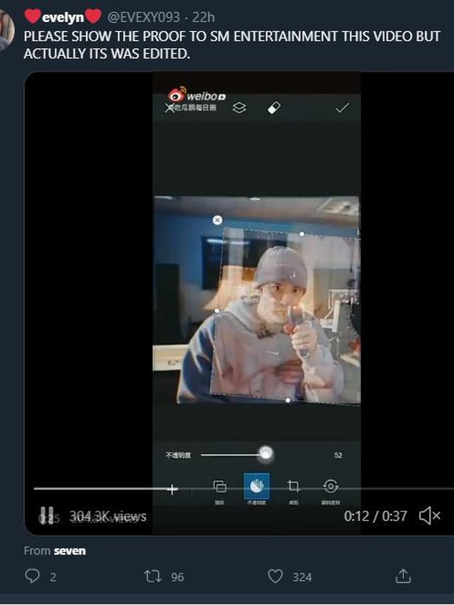 Unggahan penggemar untuk membuktikan foto tentang Chanyeol EXO palsu. (Twitter/@EVEXY093  - Weibo: 扒圈老鬼 )