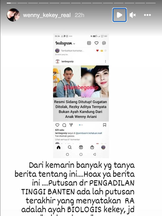 Unggahan Wenny Ariani. (Foto: Dok. Instagram @wenny_kekey_real)