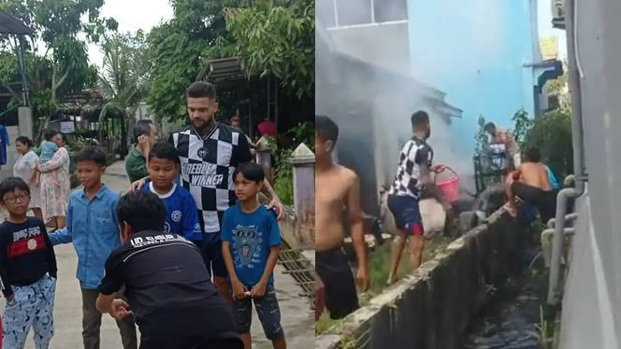 Viral, Momen Diego Michiels Bantu Padamkan Kebakaran di Rumah Warga Tuai Pujian