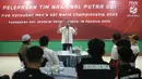 Ketua umum PBVSI, Imam Sudjarwo memberikan sambutan saat acara pelepasan Timnas Voli Putra Indonesia U-21 di Padepokan Voli Jenderal Polisi Kunarto, Sentul, Bogor, Senin (18/8/2025). Tim Merah Putih akan mengikuti Kejuaraan Dunia U-21 di China. (Bola.com/M Iqbal Ichsan)