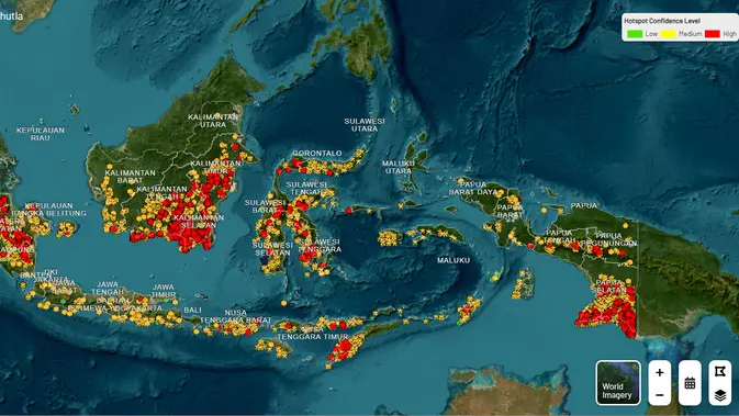 Sebaran Titik Panas Karhutla Sumatra-Kalimantan Terkini