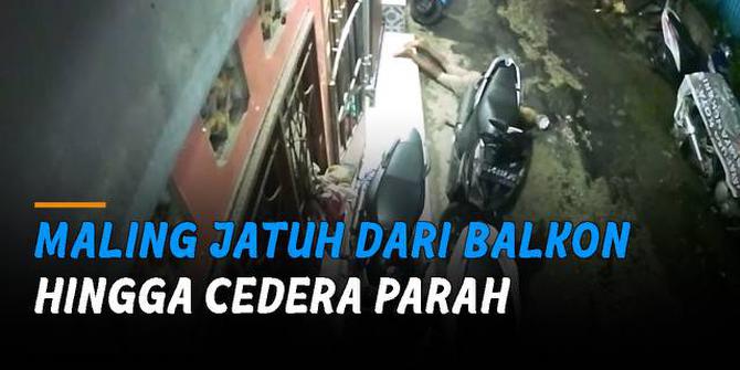 VIDEO: Diteriaki Penghuni Kos, Maling Jatuh dari Balkon Hingga Cedera Parah