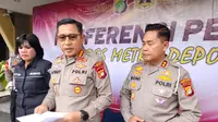 Kapolres Metro Depok Kombes Ahmad Fuady menjelaskan penangkapan terduga tersangka menabrak korban hingga meninggal dunia. (Liputan6.com/Dicky Agung Prihanto)