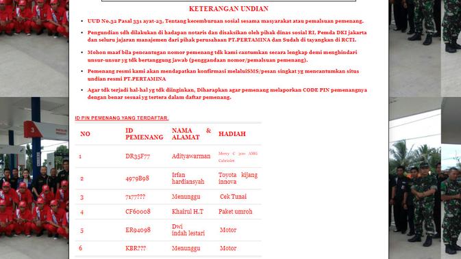 Cek Fakta Liputan6.com menelusuri informasi situs pembagian hadiah berkah Pertamina