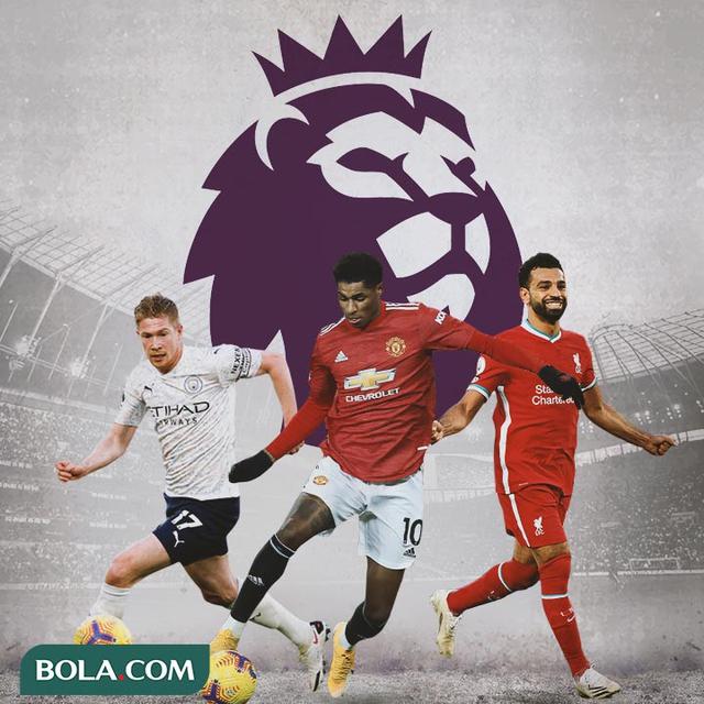 Premier League - Kevin De Bruyne, Marcus Rashford, Mohamed Salah