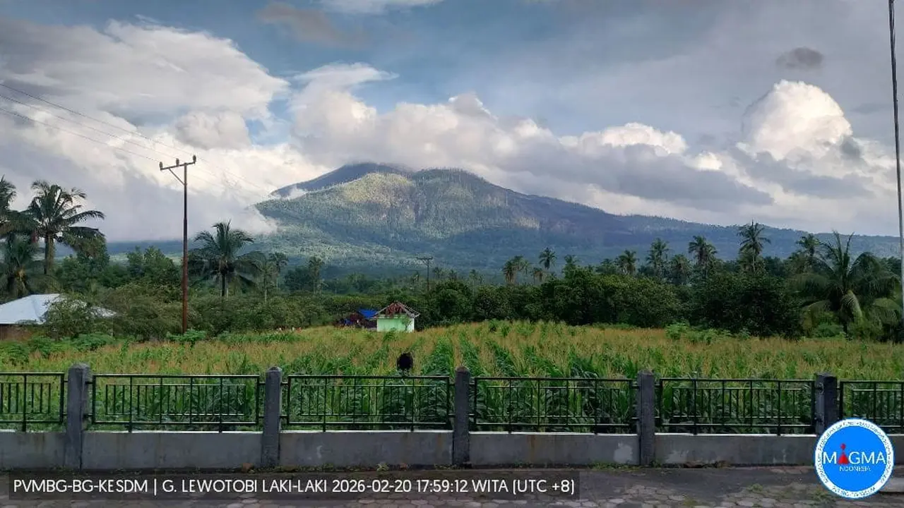 Gunung Lewotobi Laki-laki di Kabupaten Flores Timur, Nusa Tenggara Timur,