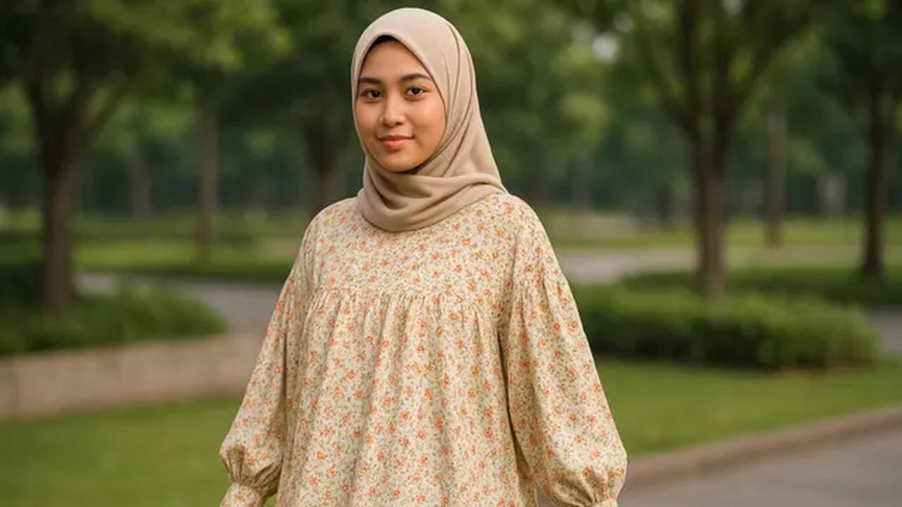 7 Model Tunik Motif Bunga Kecil Lengan Bishop, Bikin Tampilan Feminin dan Anggun di Segala Acara