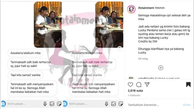 Dugaan Perselingkuhan Lucky Perdana Sempat Muncul Sejak Februari