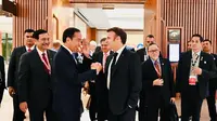 Presiden Joko Widodo (Jokowi) menggelar pertemuan bilateral dengan Presiden Republik Prancis Emmanuel Macron yang digelar di Bharat Mandapam, IECC, Pragati Maidan, New Delhi, India, pada Sabtu, 9 September 2023. (Foto: Biro Pers, Media, dan Informasi Sekretariat Presiden)