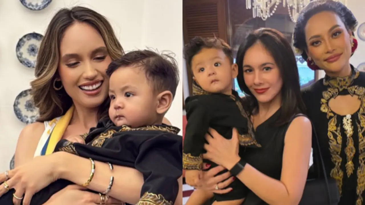 Cinta Laura dan Wulan Guritno saat Hadir Tedak Siten Putra Erika Carlina