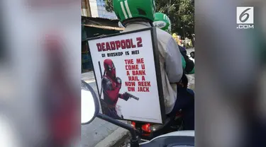 Warganet temukan promosi film Deadpool 2 di sebuah ojek online yang lucu dan bikin ngakak.
