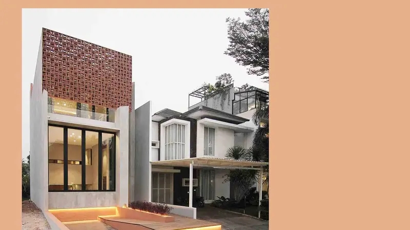 Desain Rumah Industrial Minimalis Mungil dengan Roster Terakota Cantik