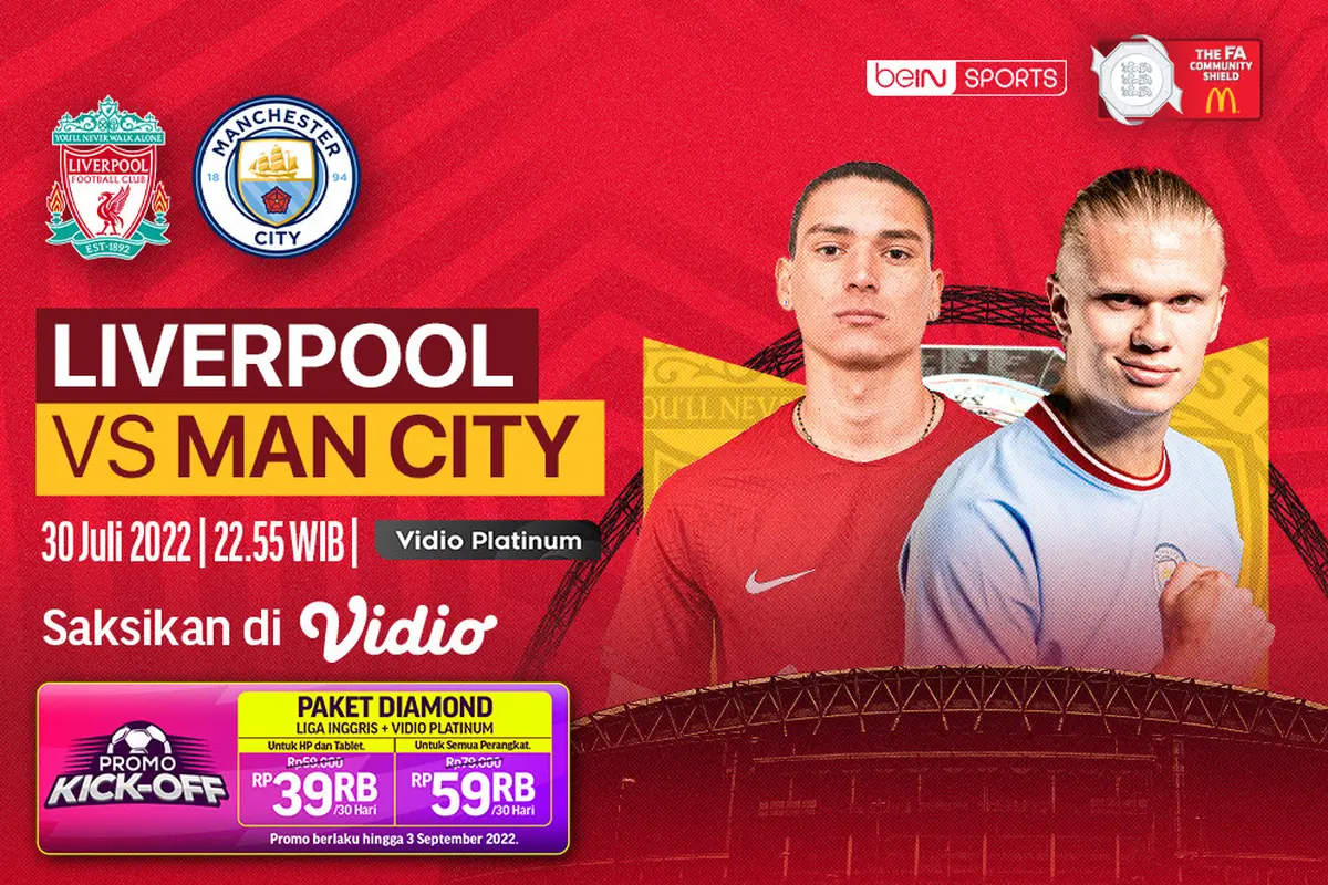 Link Live Streaming Community Shield : Liverpool Vs Manchester City di Vidio, 30 Juli 2022