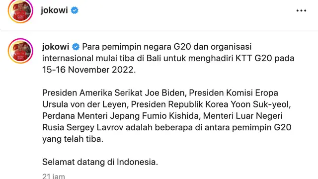 Unggahan Presiden Jokowi. (Foto: Dok. Instagram @jokowi)