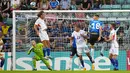 Babak pertama ditutup Belgia dengan keunggulan 2-0 atas Estonia.  (AP Photo/Pavel Golovkin)