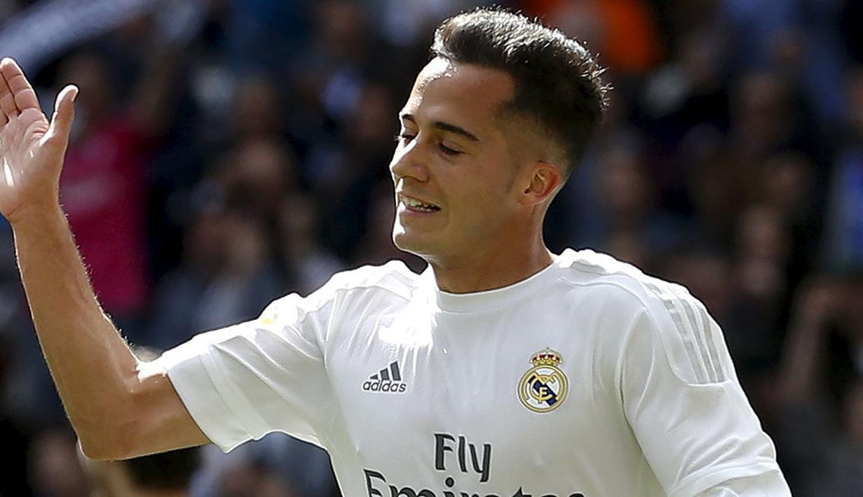 Lucas Vazquez mencetak satu gol ke gawang Eibar pada lanjutan La Liga Spanyol di Stadion Santiago Bernabeu (9/4/2016). (REUTERS/Andrea Comas)