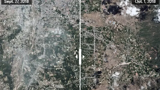 kondisi palu usai gempa dan tsunami (foto: Planet Labs, Quartz)