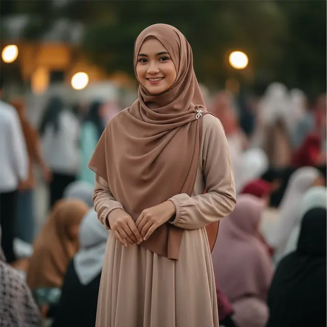 Mix and Match Warna Gamis dan Hijab untuk Buka Puasa Bersama