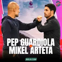 Ilustrasi - Pep Guardiola Vs Mikel Arteta (Bola.com/Adreanus Titus)