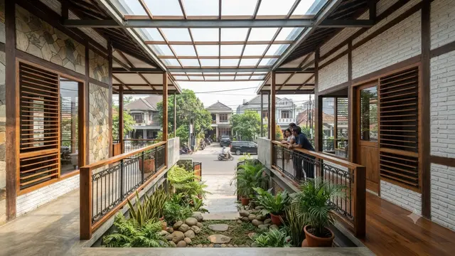 Ide desain Rumah Jengki model void tengah sirkulasi vertikal