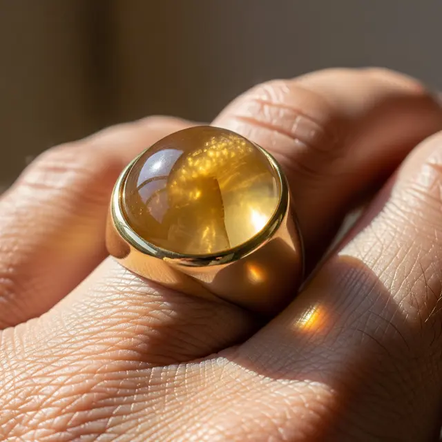 Cincin Emas dengan Batu Akik Solar Aceh