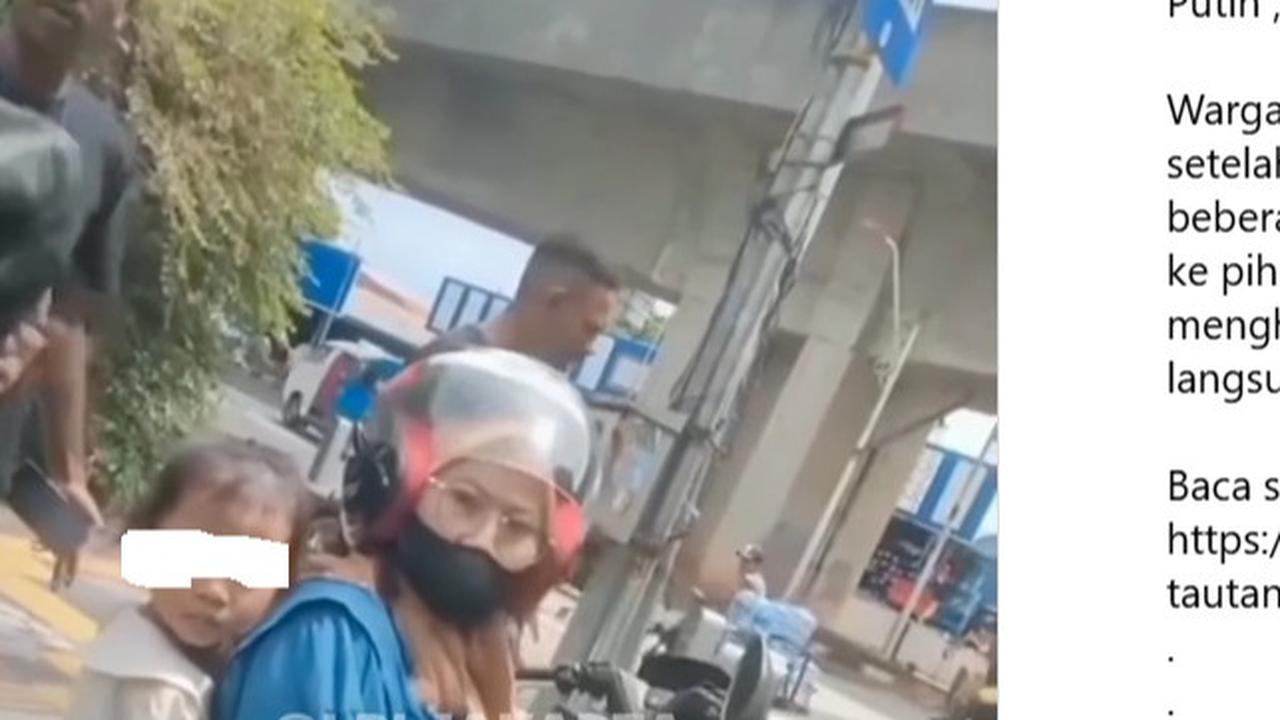 debt collector tarik motor ibu-ibu bonceng anak
