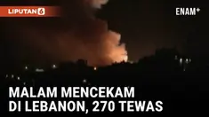 Asap terlihat mengepul di atas kota Sidon, Lebanon, setelah serangkaian serangan udara Israel pada Senin malam. Serangan tersebut menewaskan lebih dari 270 orang dan melukai lebih dari 1.000 lainnya.
