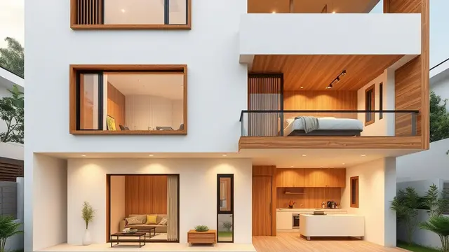 Desain Rumah Lantai 2 Minimalis dengan Aksen Kayu