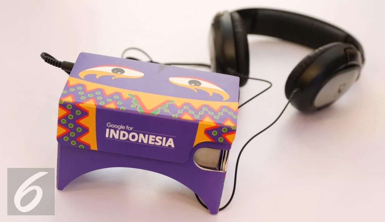 Bentuk tampilan Google Cardboard saat peluncuran Art Camera dan Google Cardboard di Museum Nasional, Jakarta, Kamis (27/10). Alat ini upaya digitalisasi warisan tradisi budaya yang dilakukan oleh google. (Liputan6.com/Immanuel Antonius)
