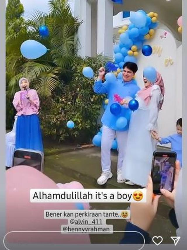 6 Potret Alvin Faiz dan Henny Rahman Gelar Gender Reveal Party, Dihadiri Artis