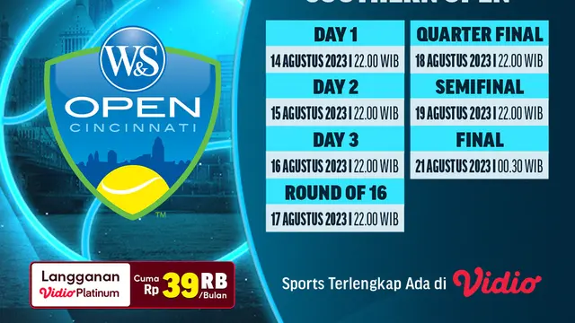 Jadwal Live Streaming WTA 1000: Western and Southern Open 2023 di Vidio