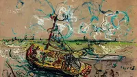 Perahu Jukung (1975) karya Affandi ikut dilelang. (Istimewa)