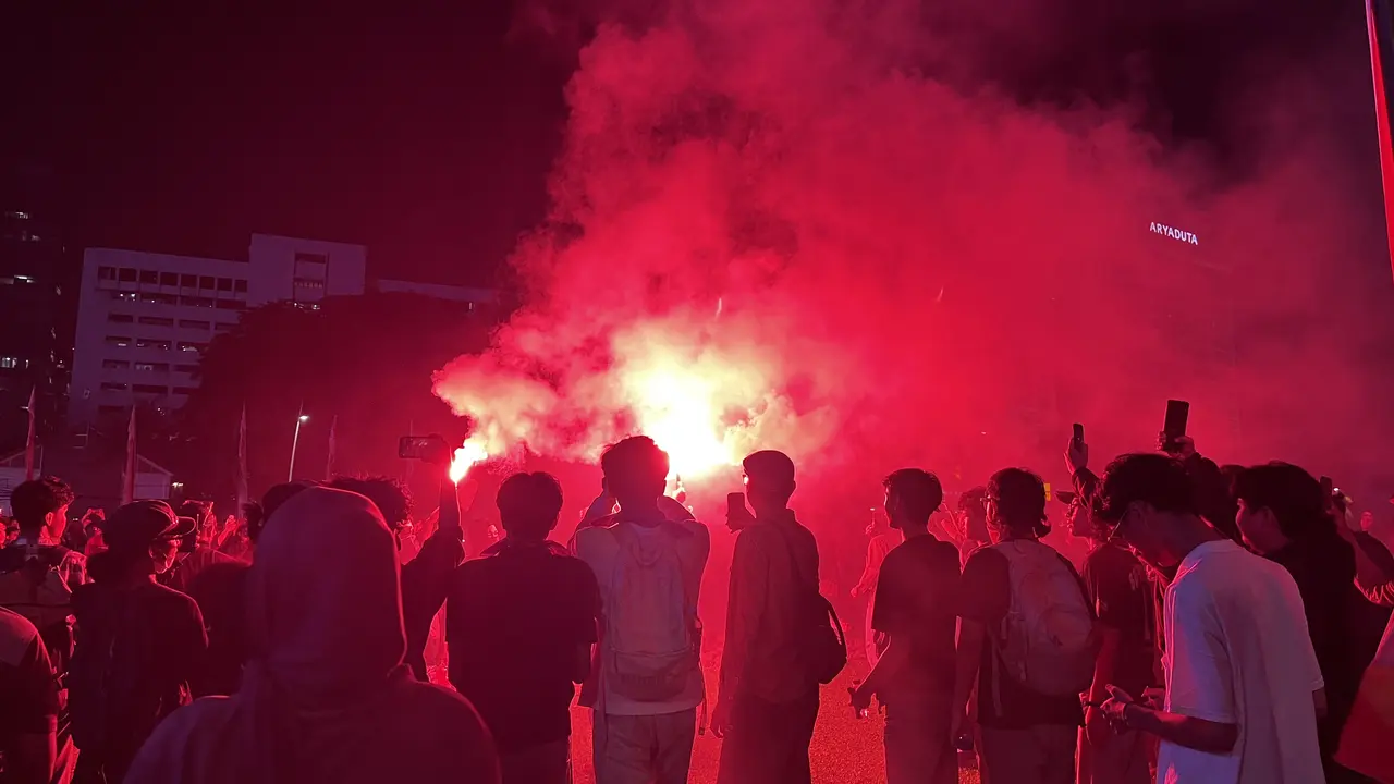 Massa demo di tugu tani membubarkan diri. (liputan6.com/winda nelfira).