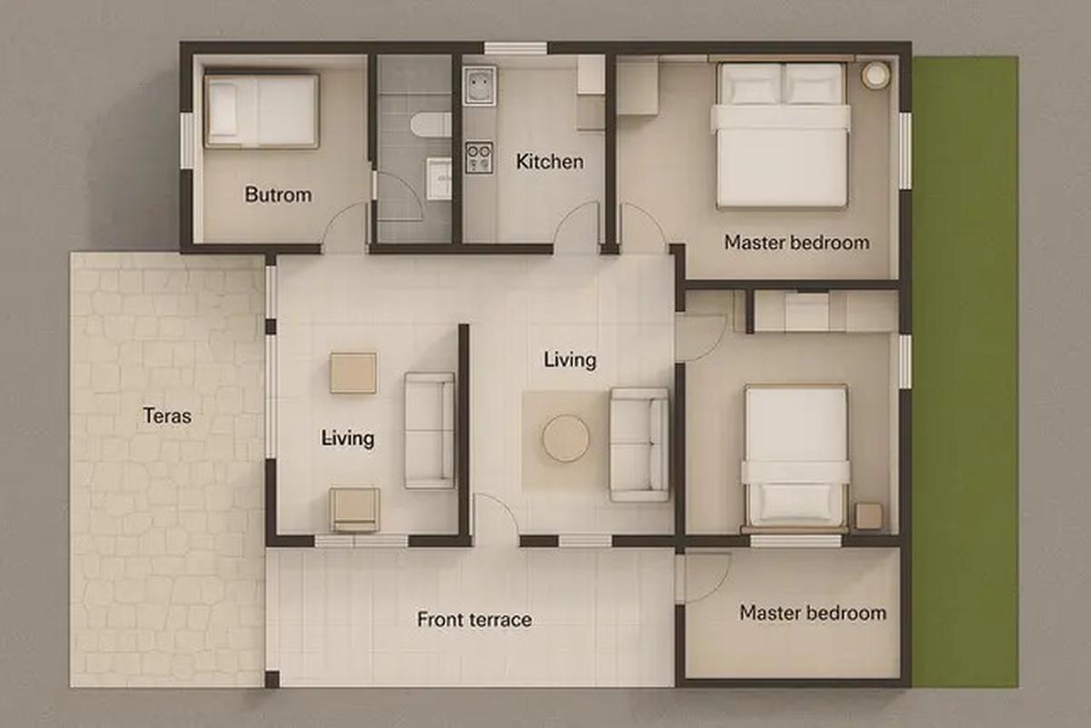 6 Denah Rumah Sederhana 9x9 3 Kamar dengan Gaya Minimalis Tren 2025