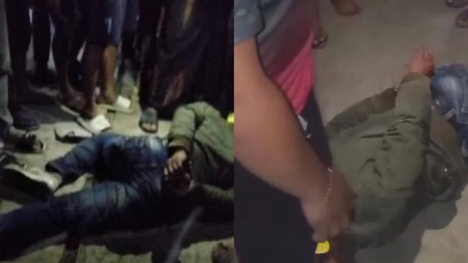 Momen Maling Ditangkap Warga Saat Dorong Motor Curian, Gagal Nyalakan Mesin