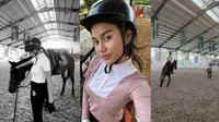 Tampil Bareface Penuh Pesona, 5 Potret Azizah Salsha Energik Lakukan Olahraga Berkuda