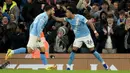 Gol penutup kemenangan Manchester City tercipta pada menit ke-84 lewat Savinho. Skor 3-0 bertahan hingga berakhirnya pertandingan. (AP Photo/Ian Hodgson)