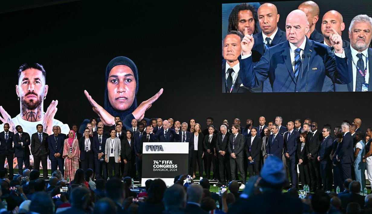 Keputusan ini diambil pada Kongres FIFA ke-74 yang digelar di Bangkok, Thailand. (MANAN VATSYAYANA/AFP)