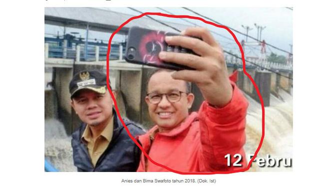 Cek Fakta  menelusuri klaim foto Anies Baswedan selfie saat banjir,