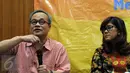 Tokoh senior Partai Golkar Hajriyanto Y Thohari (kiri) saat berbicara dalam diskusi bertajuk "Mau Kemana Golkar?" di Cikini Jakarta, (21/2). (Liputan6.com/Helmi Afandi)