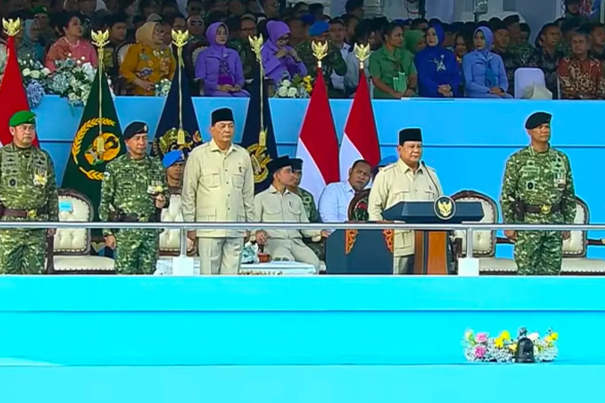 Presiden Prabowo Subianto menjadi Inspektur Upacara (irup) apel peringatan HUT TNI ke-80 yang digelar di Silang Monas, Jakarta Pusat, Minggu 5 Oktober 2025. (Istimewa)