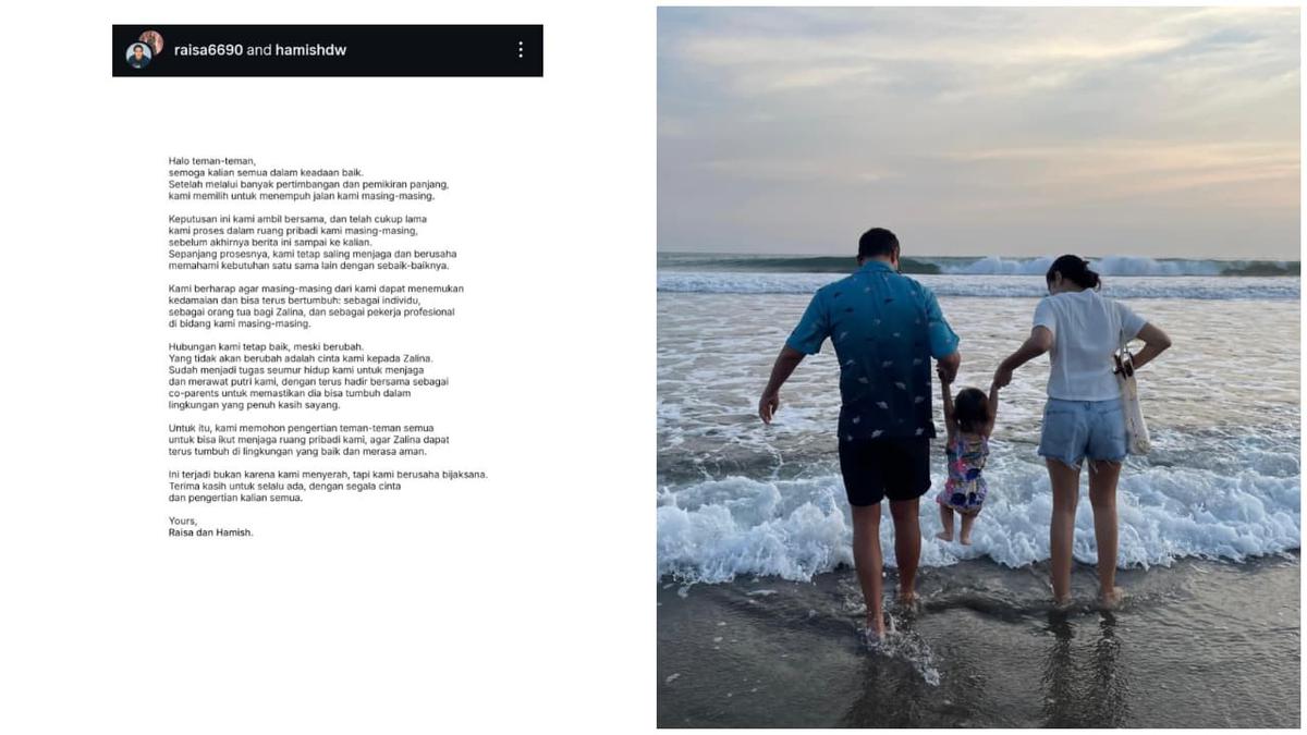 Umumkan Berpisah Secara Baik-Baik, Raisa dan Hamish Daud Janji Tetap Jadi Co-Parents Terbaik untuk Zalina