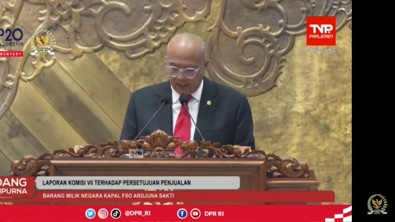 Rapat Paripurna DPR RI menyetujui penjualan Barang Milik Negara (BMN) kapal Floating Storage Offloading (FSO) Ardjuna Sakti.