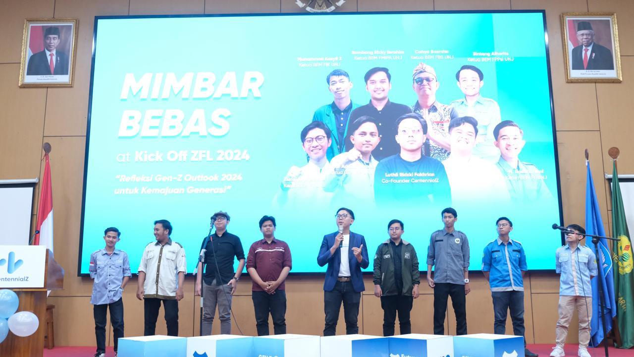 CentenialZ, kelompok yang berfokus dalam pemberdayaan Generasi Z menyelenggarakan kegiatan Z Future Leader di Auditorium Bung Hatta, Universitas Negeri Jakarta, 5 Juli 2024 (Istimewa)